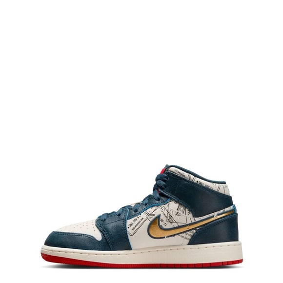 NEW Nike Air Jordan 1 Mid SE Armory Navy/Metallic Youth 6.5 =Women 8 FN1353 400 - Picture 3 of 10